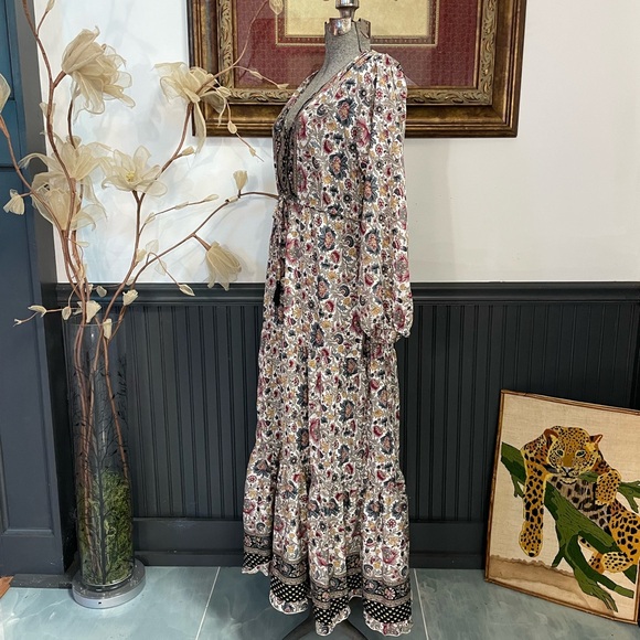 Anthropologie Boemo Maxi Ruffle Tiered Long Sleeve Dress - Sz LP 🧡🎀 - Picture 6 of 14